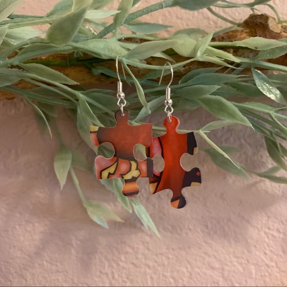Handmade puzzle earrings - Picture 3 of 9